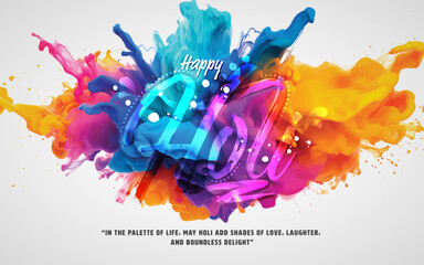 Wall Mural - Happy Holi Festival Greeting Background Design Template