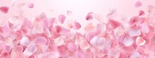 Petals Of Pink Rose Beauty Background. Flying Petals