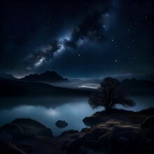 A Mystical Night Where Stars Illuminate The Gaps In Fluffy, Dark Clouds. - Upscaling By @Badar