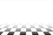 Chess perspective floor background. Black and white perspective checkered background.