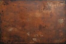  A Rusted Metal Plate Sitting On Top Of A White Table Next To A Black And White Wall With A Clock On Top Of It.