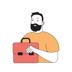 Poster - School learning concept with cartoon people in flat design for web. Student with school bag going to class. Teacher with briefcase. Vector illustration for social media banner, marketing material.