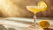 Lemon cocktail, copy space. Generative AI