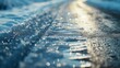 Iced road in Europe closeup. Generative AI
