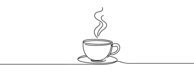 Wall Mural - Continuous line drawing of cup of coffee. Vector illustration