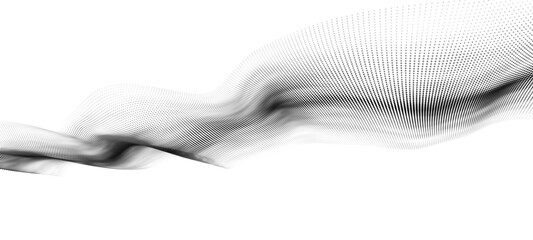 Poster - Abstract futuristic wave of black dots moving on a white background.Big data. 3d rendering