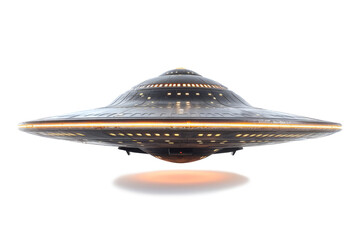 Wall Mural - UFO, alien spaceship isolated on transparent background, Close up of flying saucer, Alien abduction concept