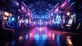 Fototapeta Londyn - luxury casino, interior view, neon colors