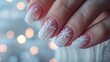 beautiful, eye catching winter nail art, viral photo, Beautiful lighting,pastel bokeh background