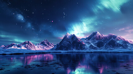 The northern lights, like a luminous gala, around the polar peaks, gives them a special bright app