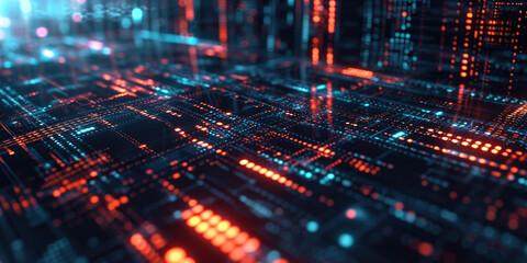Wall Mural - Close-up view of a computer circuit board. Can be used to illustrate technology, electronics, or computer hardware concepts