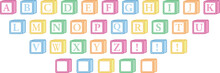 Pastel Color Alphabet ABC Block Vector Clipart Set	
