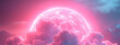 pink moon behind clouds in the sky, AI generated