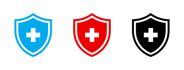 Wall Mural - shield with cross icon set