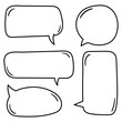 © sumkinn - Vector set of hand drawn speech bubbles. Doodle style speaking bubbles isolated on white background.