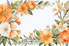 Orange Rose Flowers Background Watercolor