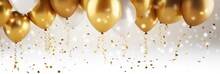 Golden Balloons For 50th Celebration. Stunning Number 50 In Shimmering Gold With Copy Space For