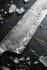 Knives made of Damascus steel on a wooden board