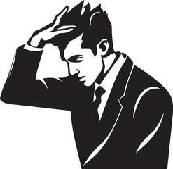 Thought Tangle Depressed Man Logo in Vector Despair Dance Scratching Head Icon Design