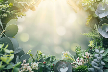 Poster - A detailed view of a wreath made up of beautiful flowers and green leaves. Perfect for adding a touch of nature and elegance to any event or decoration