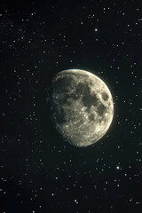Poster - A captivating image of a full moon shining brightly in the night sky, surrounded by countless stars. Perfect for adding a touch of mystique and wonder to any project or design