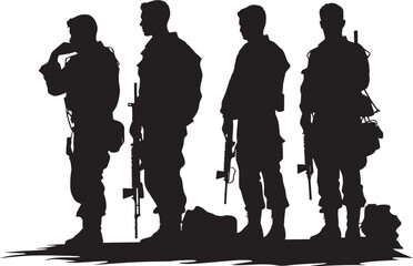 Wall Mural - Infantry Harmony Group of Soldiers Logo Warzone Synergy Vector Icon of Soldier Formation