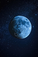Poster - A stunning image of a blue moon shining brightly in the middle of the night sky. Perfect for various creative projects and designs