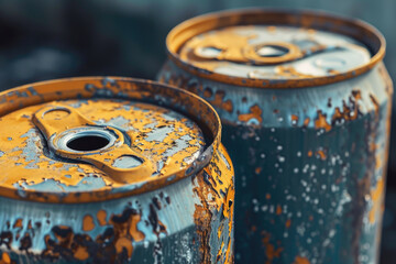 Aufkleber - Two soda cans captured in a close-up shot. Ideal for advertising, beverage industry, or food and drink-related designs