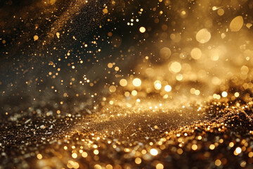 Poster - A blurry image featuring a gold glitter background. This versatile image can be used in various design projects