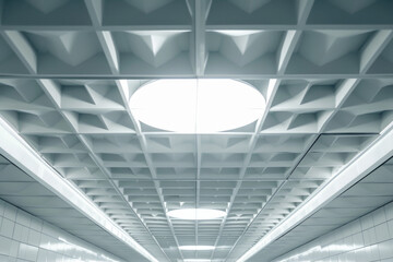 Leinwandbilder - An empty subway station with a ceiling light. Can be used to depict urban transportation, public spaces, or the feeling of solitude in a bustling city