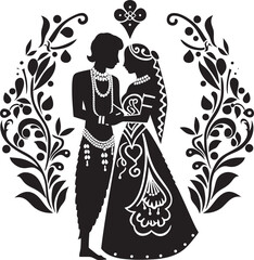 Wall Mural - Elegance in Embrace Vector Bliss Symbol Melodic Matrimony Traditional Wedding Emblem