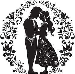 Wall Mural - Bridal Harmony Indian Matrimonial Vector Logo Majestic Nuptials Wedding Bliss Emblem