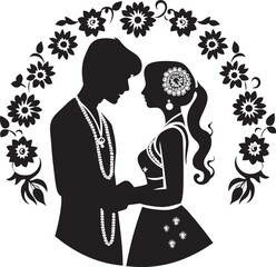 Wall Mural - Majestic Matrimony Traditional Wedding Symbol Loves Splendor Indian Couple Icon