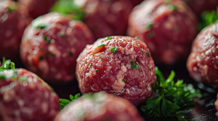 Aufkleber - A bunch of meatballs sitting on top of a table. Perfect for food-related projects and culinary themes