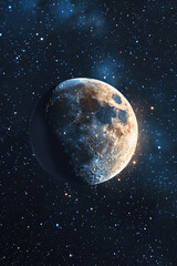 Poster - A picture of the moon in the middle of the night sky. Can be used for various design projects
