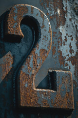Poster - A close up view of the number two on a rusted metal surface. This image can be used to represent the concept of decay, vintage, or industrial themes