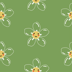 Abstract floral pattern. Seamless floral green pattern