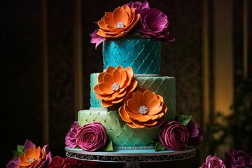 Wall Mural - a colorful cake that looks like it has flowers on it