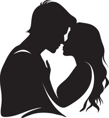 Wall Mural - Tenderly United Iconic Kissing Couple Emblem Eternally Yours Vector Icon of Romantic Kiss