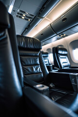 Poster - A clear view of the interior of an airplane. Ideal for travel-related content or aviation-themed projects