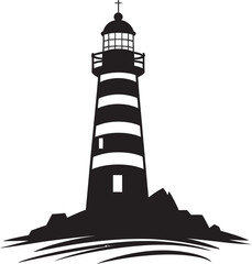 Seafaring Radiance Vector Logo of Coastal Lighthouse Harbor Watchtower Lighthouse Icon in Elegant Design