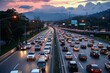A highway congested with prolonged traffic jam caused by high traffic intensity