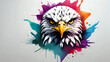 Wasserfarben-Adlerlogo im Logo-Stil – Kraftvoll, Farbenfroh, Niedlich. Blick nach vorn auf einem einfarbigen Hintergrund – beeindruckend in voller Farbpracht