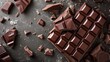 Background showcasing sweet and delicious shards of chocolate bars