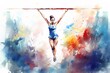 A girl does gymnastics watercolor. Generation AI