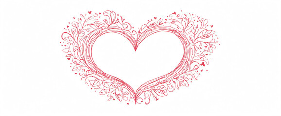 Hand drawn shape heart with cute sketch line, divider shape. Love doodle isolated on white background for wedding, mother, woman or valentines day. Vector illustration