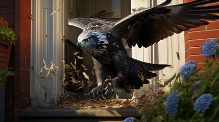 Wall Mural - Majestic Hawk in Precision Dive Toward Prey - AI-Generative