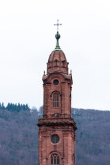 Wall Mural - Neo-Baroque tower of the Jesuit Church, The Old Town, Heidelberg, Baden-Württemberg, Germany