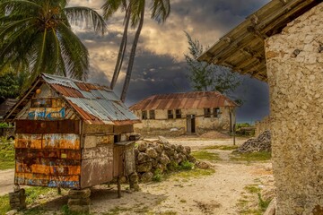 residential area just off the white sand beach at Jambaiani, Zanzibar