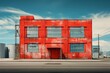 Industrial building with a red front. Generative AI